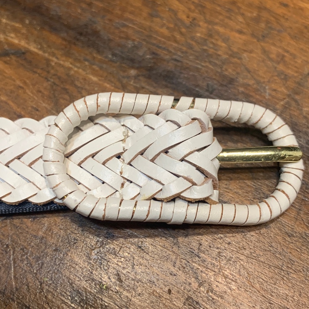 BNWT ANN TAYLOR BRAIDED PEARLIZED WHITE LEATHER BELT